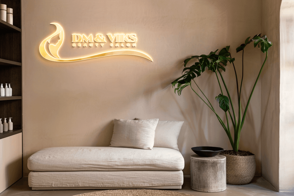 Beauty salon logo 4 dm i viks mokap 7